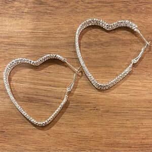 Silver stainless steel heart hoops